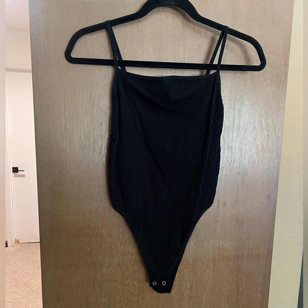 Forever 21 Ribbed Square Neck Caged Back Bodysuit